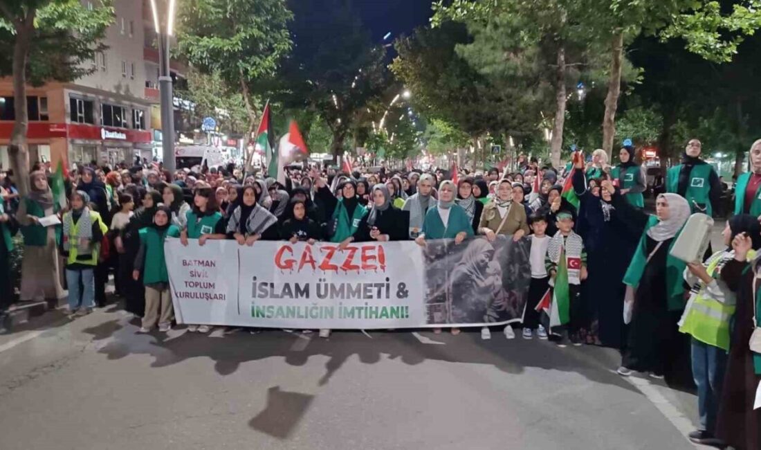 Batman’da sivil toplum kuruluşlarının öncüsünde binlerce kişi Gazze için yürüyüş